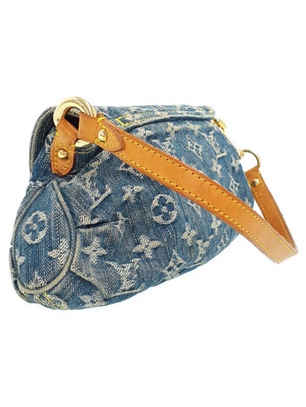 Louis Vuitton Denim Hobo Pleaty Bag Monogram Blue